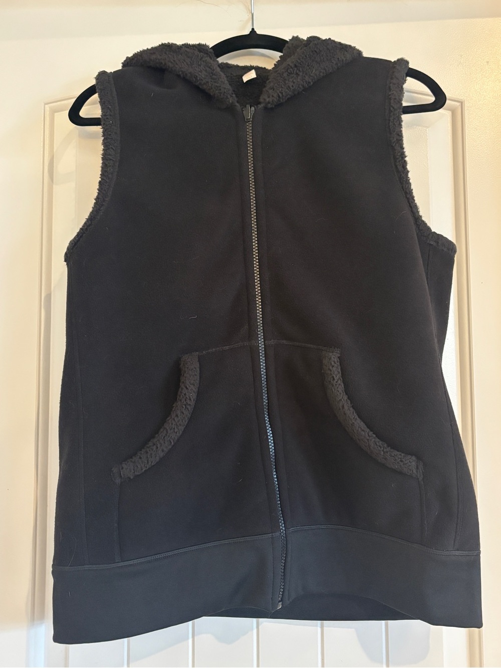 Lucy Black Hooded Sherpa Vest